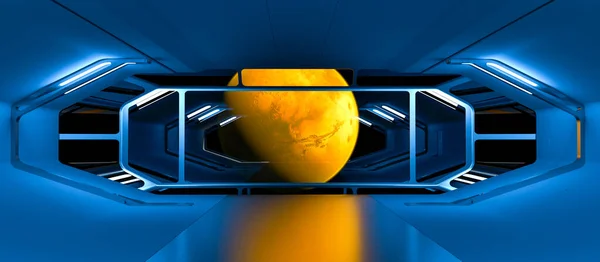 View Mars Deck Spaceship Interstellar Travel Planets Explore New Worlds — Stock Photo, Image