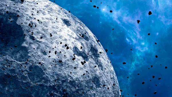 Planeet Asteroïde Omringd Door Puin Asteroïde Cirkelt Rond Een Planeet — Stockfoto