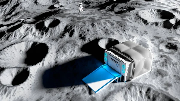 Місячна База Просторовий Форпост Перше Поселення Місяці Космічні Місії Живі — стокове фото