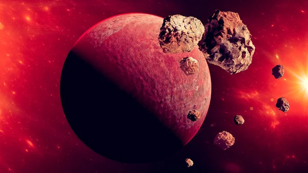 Planeta Asteroide Los Asteroides Rodean Planeta Nuevos Mundos Galaxias Descubrimientos —  Fotos de Stock