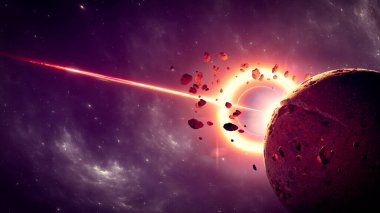 Süper kütleli kara delik, yerçekimsel çöküntüye uğramış bir astronomik nesne sınıfıdır. Olay ufku. Keşfedilmemiş galaksilerin gezegenleri ve dış gezegenleri. 3d hazırlayıcı