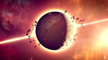 Keşfedilmemiş galaksilerin gezegenleri ve dış gezegenleri. Bilim kurgu. Keşfedilecek yeni dünyalar. Nebula ve galaksilerin kolonileşmesi ve keşfi. Gezegen ve halkalar. 3d hazırlayıcı