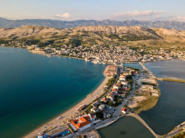 Vista Aérea Ciudad Pag Isla Pag Croacia Los Fondos Marinos —  Fotos de Stock