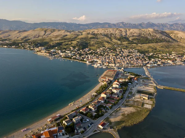 Vista Aérea Ciudad Pag Isla Pag Croacia Los Fondos Marinos —  Fotos de Stock