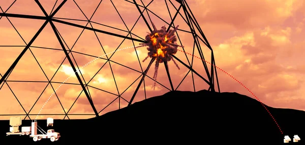 아이언 Iron Dome 모바일 시스템이다 시스템은 단거리 포탄을 요격하고 파괴하기 — 스톡 사진