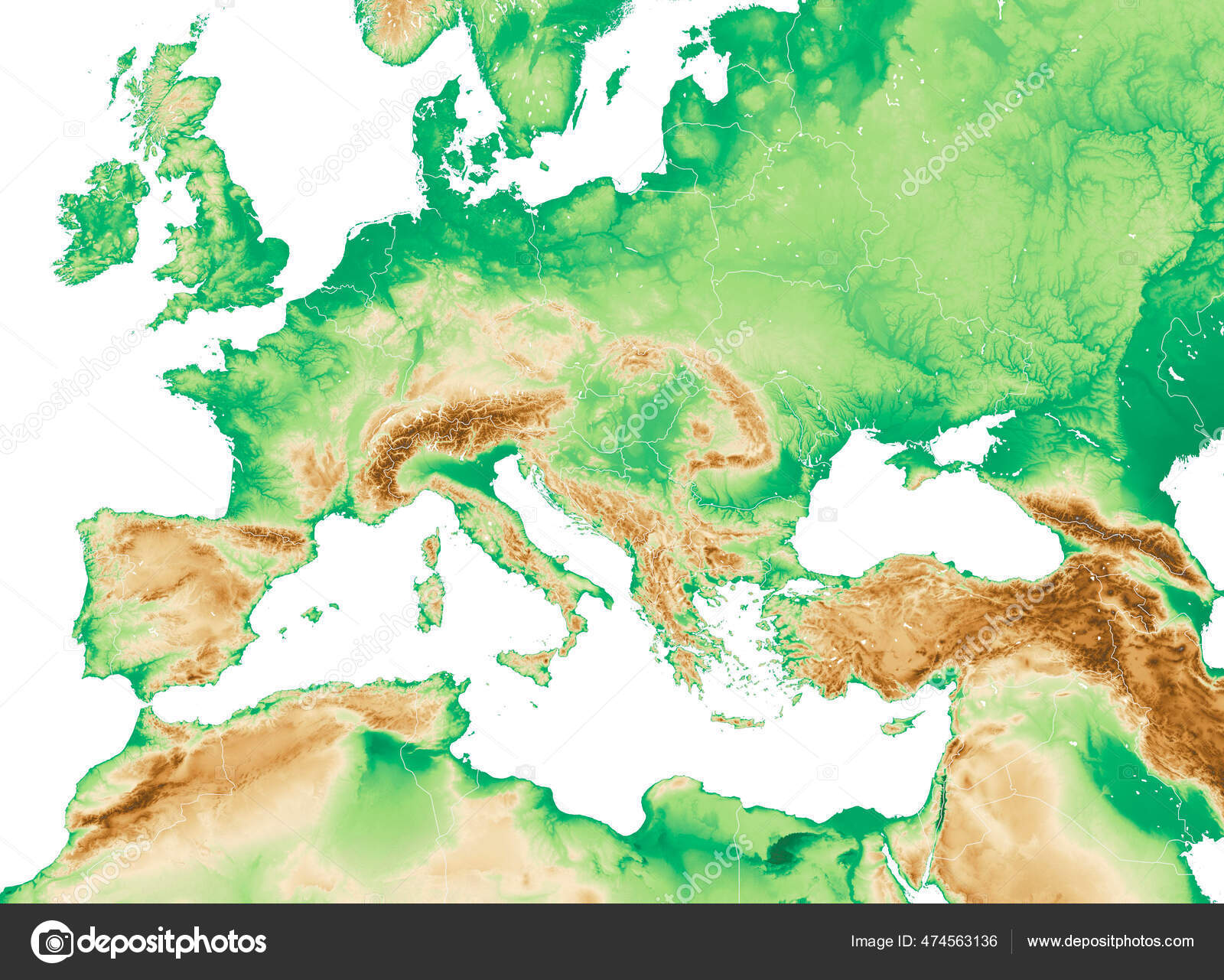 Physical Map Of Middle East With - Depositphotos 474563136 Stock Photo Physical Map Mediterranean Central Europe