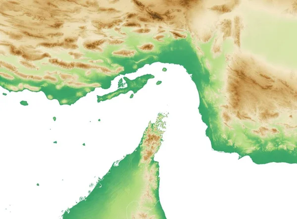 霍尔木兹海峡4 连接霍尔木兹海峡的中东 波斯湾和印度洋地图 阿拉伯联合酋长国 卡塔尔 巴林和阿曼的卫星图像 — 图库照片
