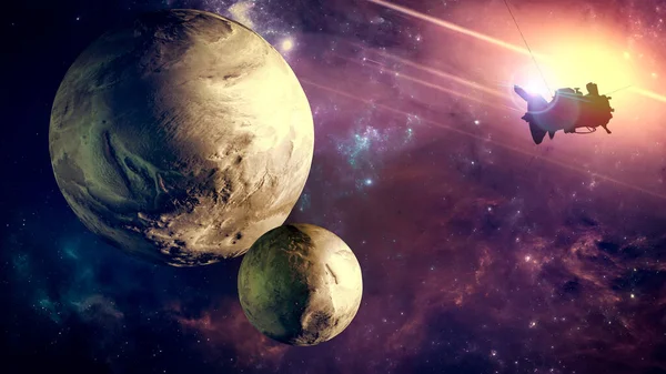 Planeten Exoplaneten Van Onverkende Sterrenstelsels Sci Nieuwe Werelden Ontdekken Kolonisatie — Stockfoto