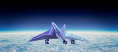 Süpersonik uçuş, her zamankinden daha hızlı hareket eden uçak. Diğer ticari uçuşların aksine, iki kat daha hızlı. 3d hazırlayıcı