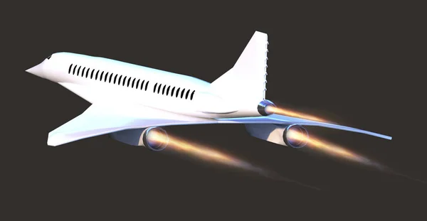 Supersonic flight, the plane to travel faster than ever. Unlike other commercial flights, it has double the speed. 3d render