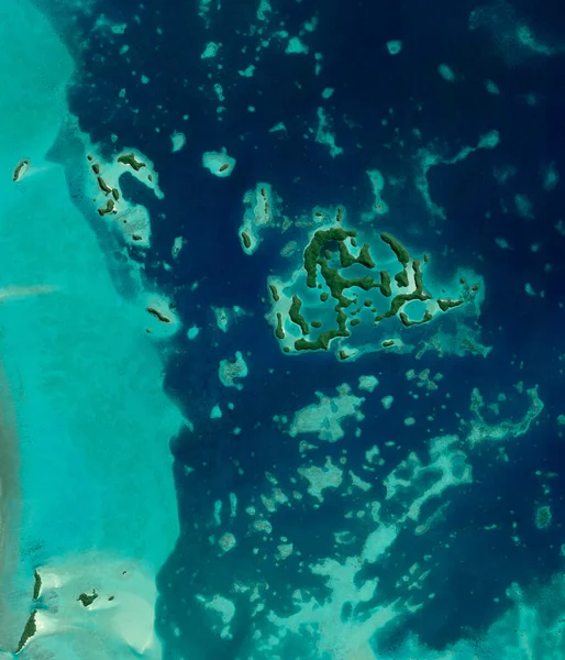 Satellite View Palau Micronesia South Island Uninhabited Atoll Crystalline Transparent — 스톡 사진