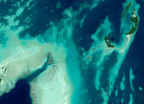 Satellitenaufnahme Von Palau Mikronesien Südinsel Unbewohntem Atoll Kristalliner Transparenter Und — Stockfoto