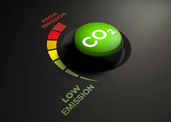 Lower Co2 Emissions Limit Global Warming Climate Change Concept Knob — Stock Photo, Image