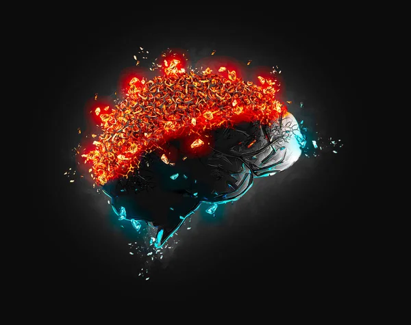 记忆力减退 变性疾病 大脑问题 帕金森症和老年痴呆症 精神健康 突触和神经元相互作用 3D渲染 — 图库照片