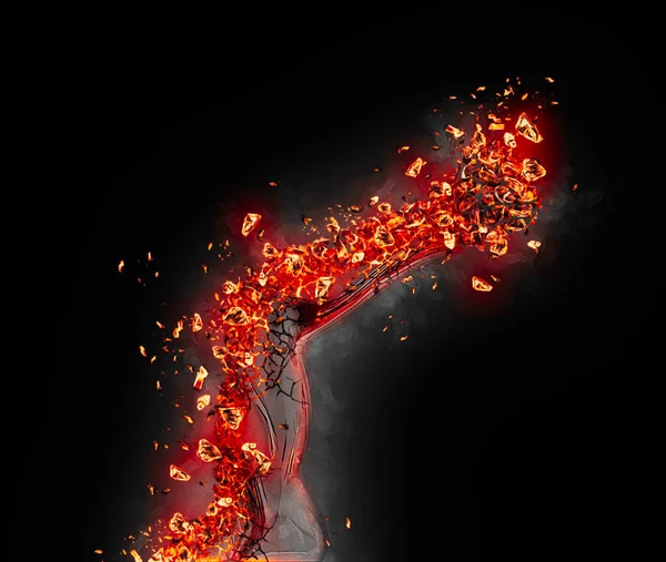 Brazo Ardiente Muscular Efecto Lava Lapilli Brasas Ardientes Furia Ira — Foto de Stock