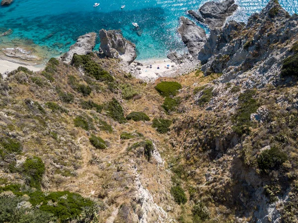 Vista Aérea Capo Vaticano Calábria Itália Farol Promontório Pedras Com — Fotografia de Stock