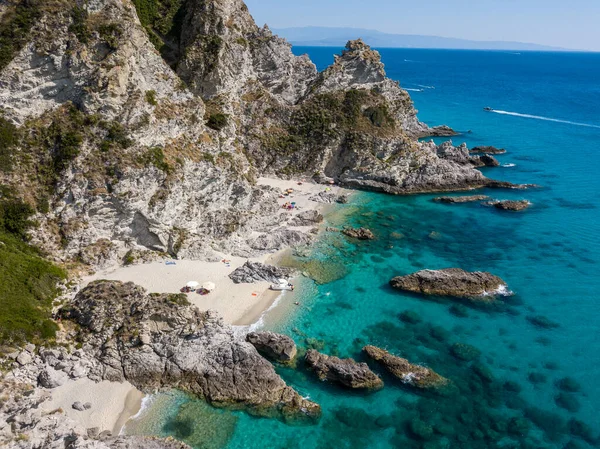 Veduta Aerea Barche Ormeggiate Galleggianti Mare Trasparente Immersioni Vacanze Estive — Foto Stock