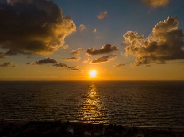 Letecký Pohled Západ Slunce Nad Mořem Zambrone Pobřeží Kalábrie Itálie — Stock fotografie