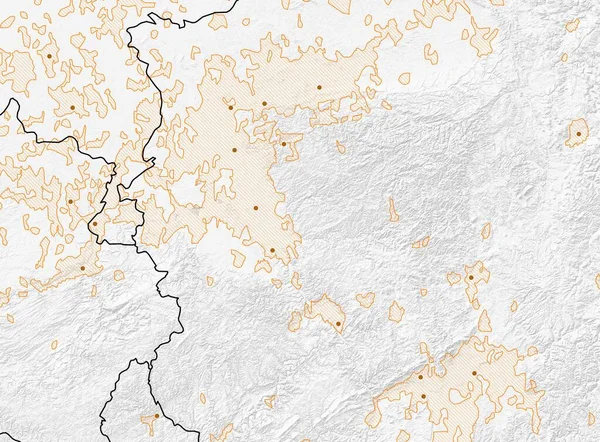 比利时和卢森堡的物理地图 边境和主要城市地区及城市 中欧受影响最严重的地区 — 图库照片