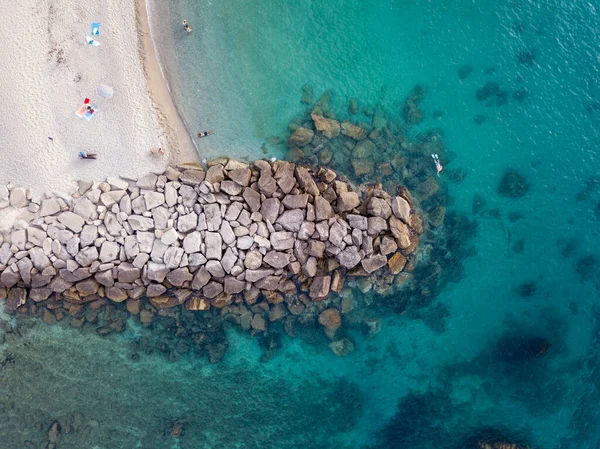 Aerial View Beach Umbrellas Tropea Calabria Italy Parghelia Overview Seabed — Foto de Stock