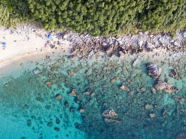 Aerial View Michelino Beach Parghelia Tropea Calabria Italy Transparent Sea — Stock Photo, Image