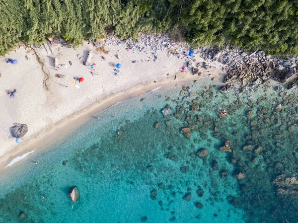 Aerial View Michelino Beach Parghelia Tropea Calabria Italy Transparent Sea — Stock Photo, Image
