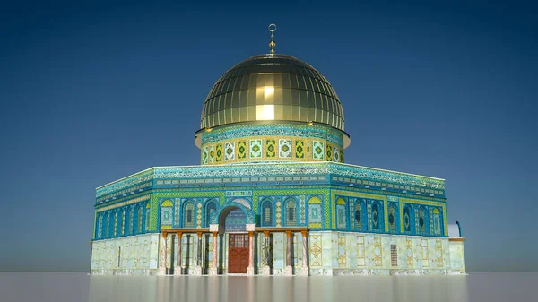 Dome of the Rock is an Islamic shrine located on the Temple Mount in the Old City of Jerusalem. A UNESCO World Heritage Site, unique monument of Islamic culture in almost all respects. 3d rendering