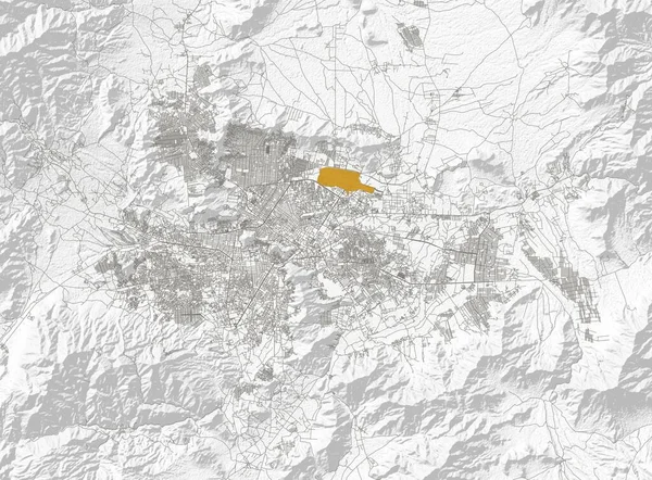 喀布尔地图 首都地图 卫星视图 阿富汗 高山和浮雕 3D渲染 — 图库照片