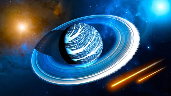 Planet Rings Comets Meteorite Asteroids Whizzing Cataclysms Formation Creation New — Stock Photo, Image