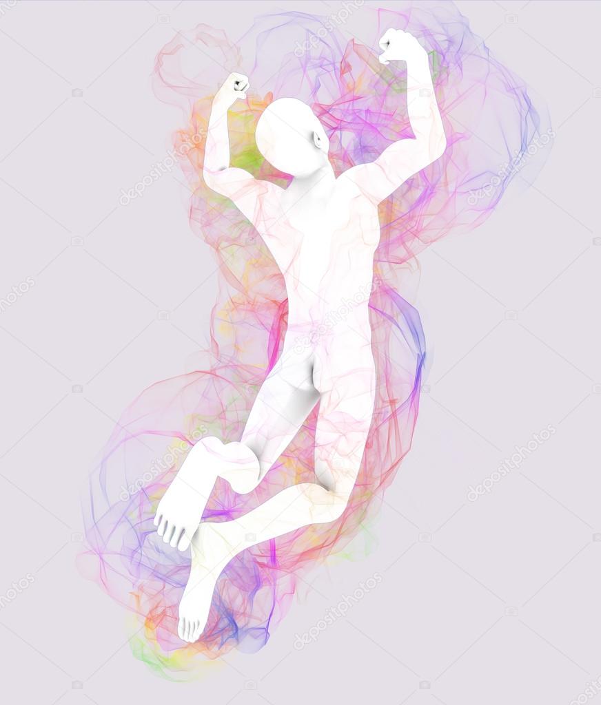Man jumping with aura