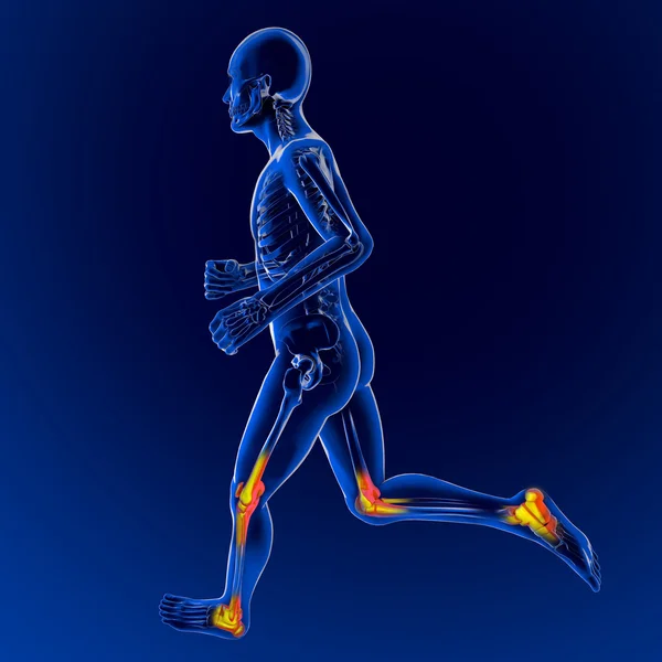 Mężczyźni z bólem kolana i kostki — Zdjęcie stockowe