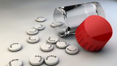 Aspirin hapı ve şişe