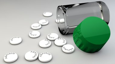 Aspirin hapı ve şişe