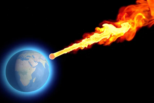 World earth globe explosion meteorite asteroid impact. — Stock Photo, Image