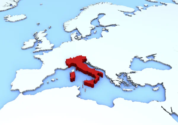 Italië op kaart van Europa — Stockfoto