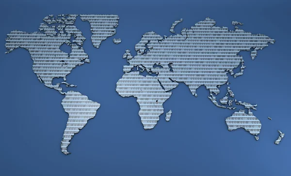 Números binários mapa mundial — Fotografia de Stock