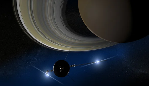 토성과 보이저 우주 탐사선 — 스톡 사진