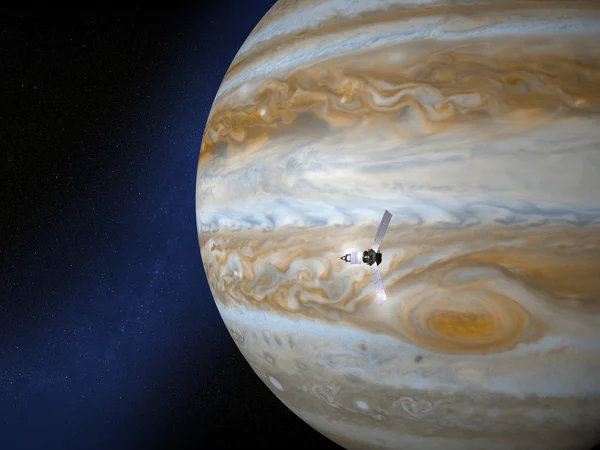 Jupiter and Juno space probe — Stock Photo, Image