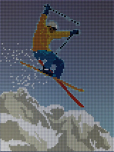Sciatore che salta sulla montagna — Foto Stock