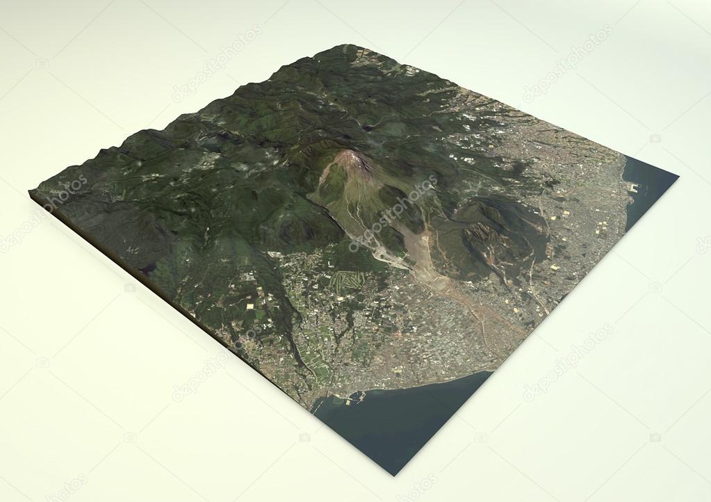 Volcano Mount Unzen satellite view
