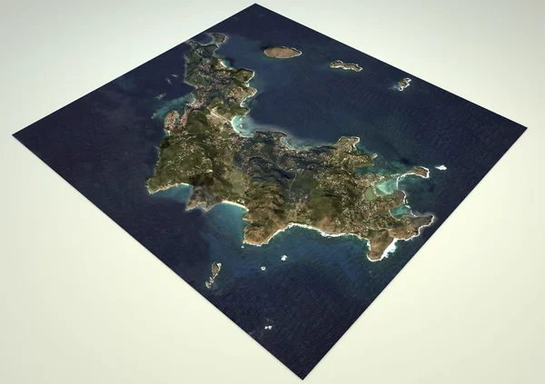 St. Barts island mapa de visão por satélite — Fotografia de Stock
