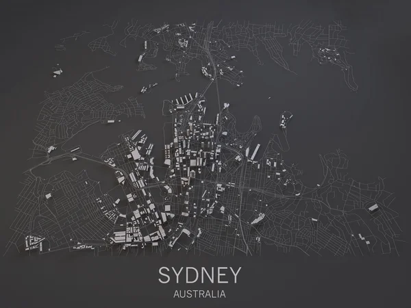 Sydney strade ed edifici mappa — Foto Stock