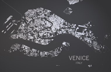 Venice streets and buildings map clipart