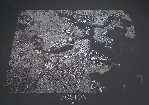 Boston gator och byggnader karta — Stockfoto