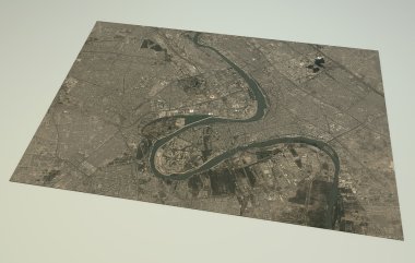 Satellite view of Baghdad map clipart
