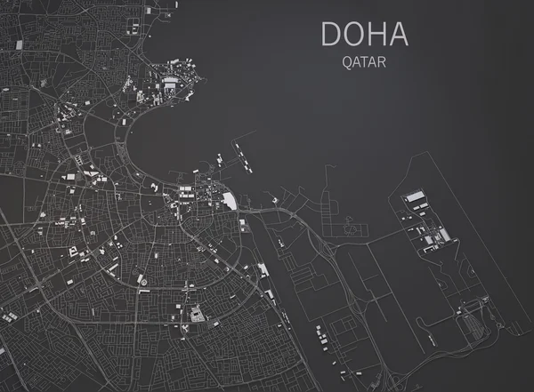 Satellietmening van Doha kaart — Stockfoto