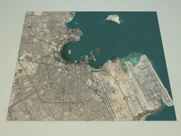 Satellietmening van Doha kaart — Stockfoto