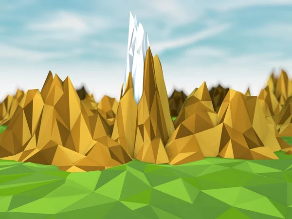 Polygonal mountainous terrain — 스톡 사진