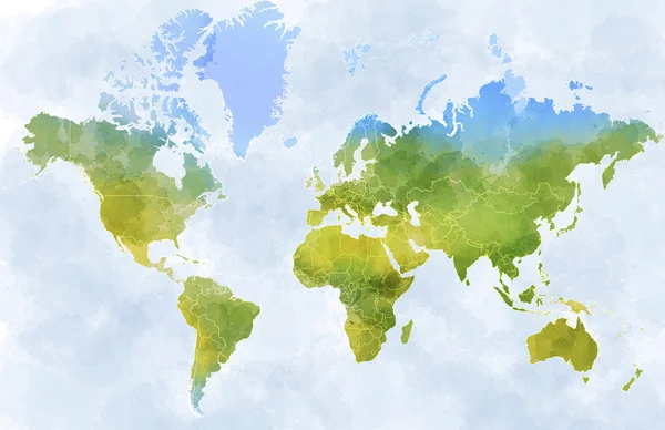 Mapa da aquarela mundial — Fotografia de Stock