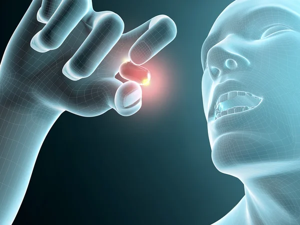 Human takes pill — Stock Photo, Image